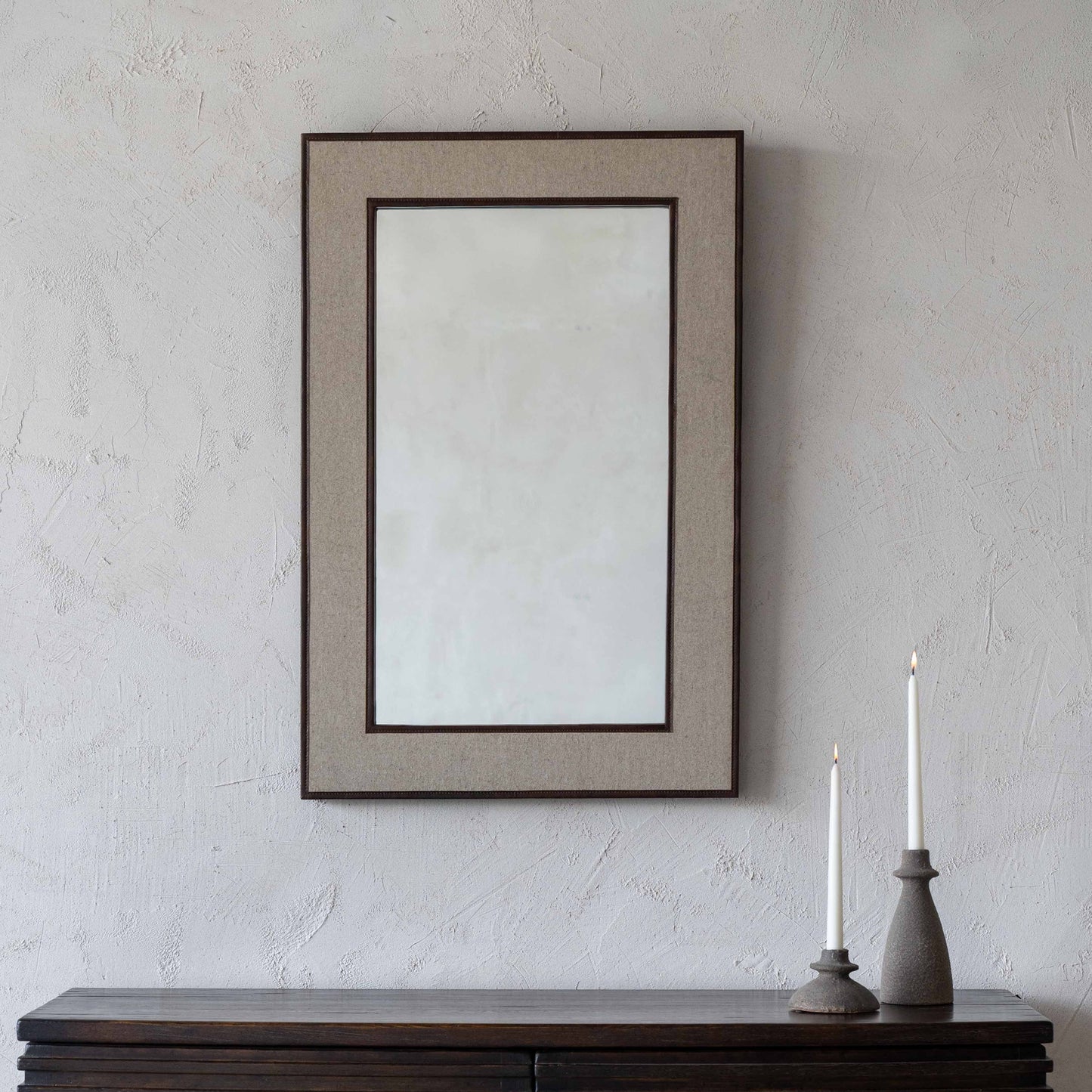 Vivid Nordic Mirror With Leather Border Wall Mirror - CW-12562